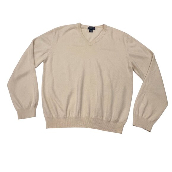 Joseph & Lyman V-neck Cashmere Sweater, Ivory, L - Picture 1 of 6